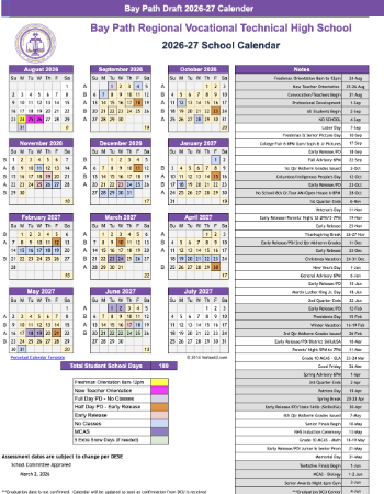 2026-2027 Approved Calendar cover image