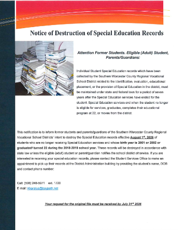 Destruction of Special Ed Records cover image